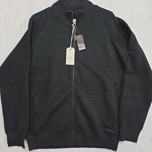 Civil Society Mens Nikhil Moc Neck Full Zip Sweater Size Lg NWT Textured